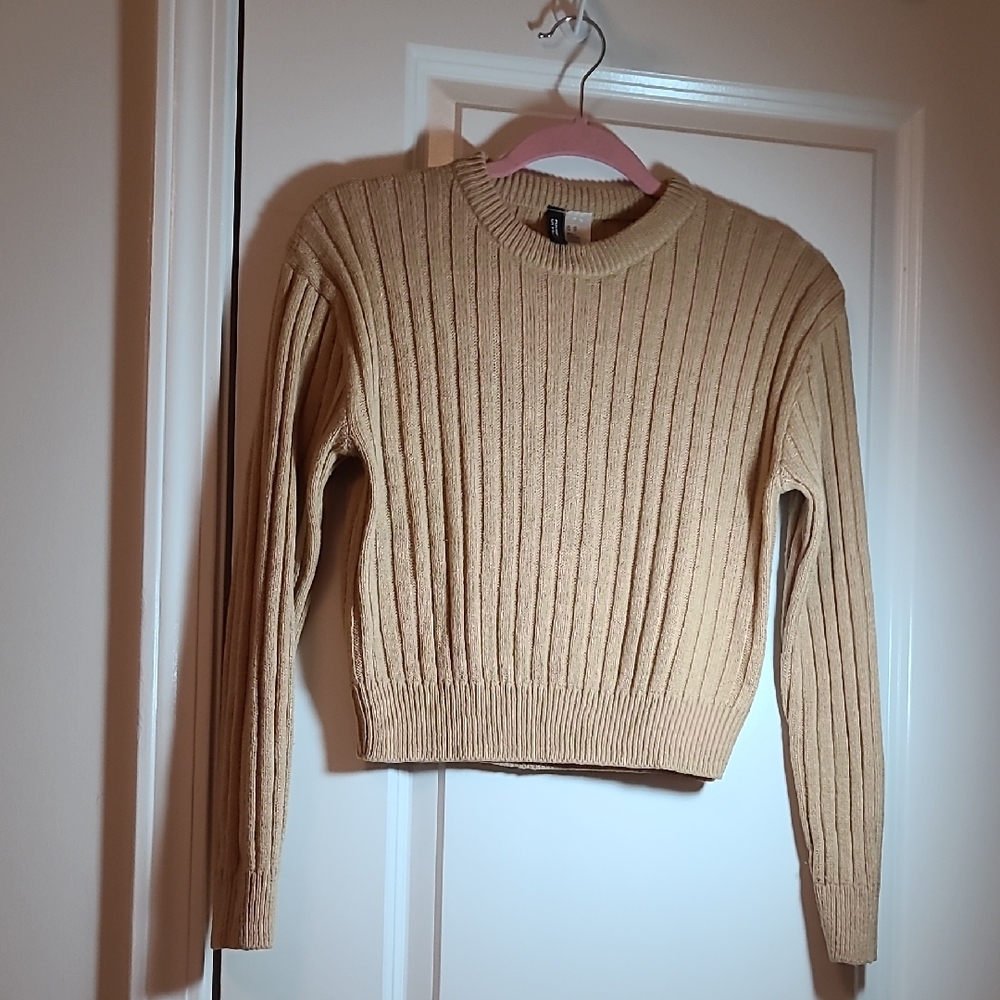 Divided Tan Ribbed Crew Neck Sweater - Picture 4 of 5